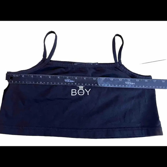 Top Boy London Black Cami Crop Logo Y2K 00s Boho Hippie Top - Picture 3 of 6